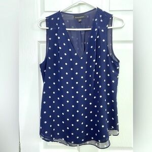 Banana Republic Navy and White Polka Dot Blouse
